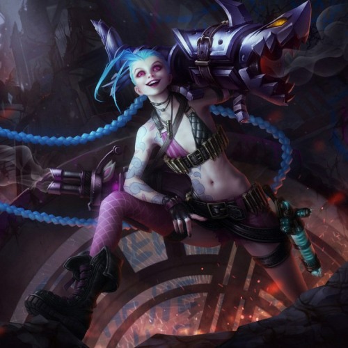 Jinx em imagem representativa da franquia League of Legends.