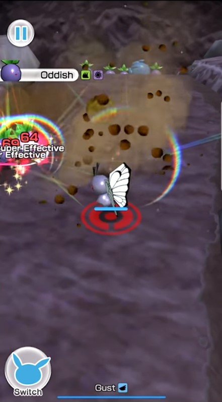 Butterfree faces Oddish in Pokémon Rumble Rush