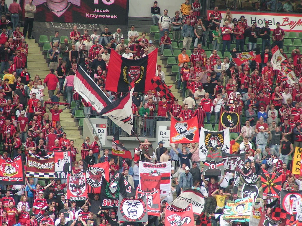 Bayer Leverkusen supporters. From the Wikimedia Commons collection.